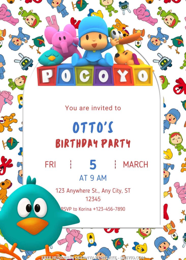 Invitation Template of FREE - 20+ Pocoyo Canva Birthday Invitation Templates 17