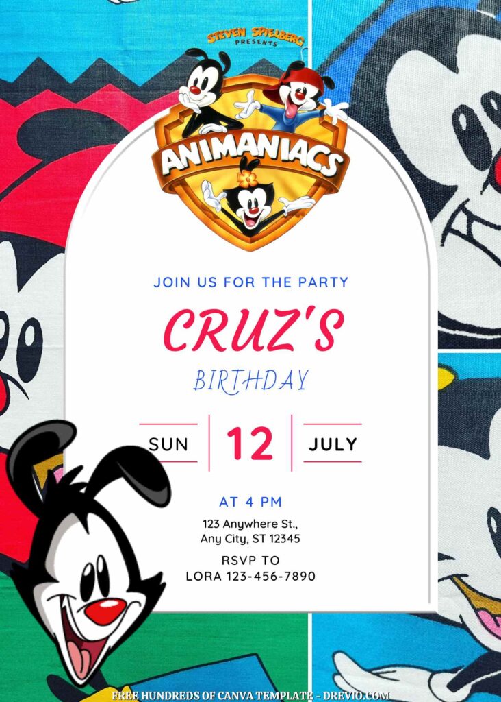 Invitation Template of FREE - 18+ Animaniacs Canva Birthday Invitation Templates 17