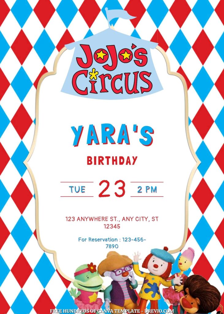 Invitation Template of FREE - 18+ JoJo's Circus Canva Birthday Invitation Templates 17