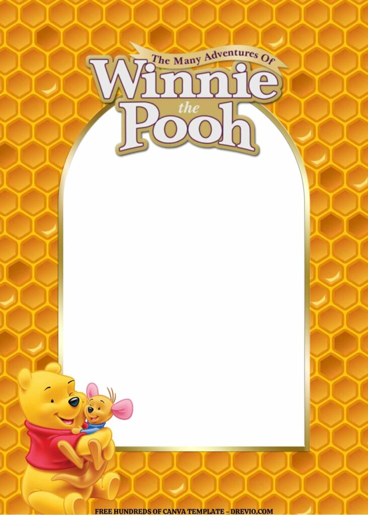 Invitation Template of FREE EDITABLE -  18 Winnie the Pooh Canva Templates 18