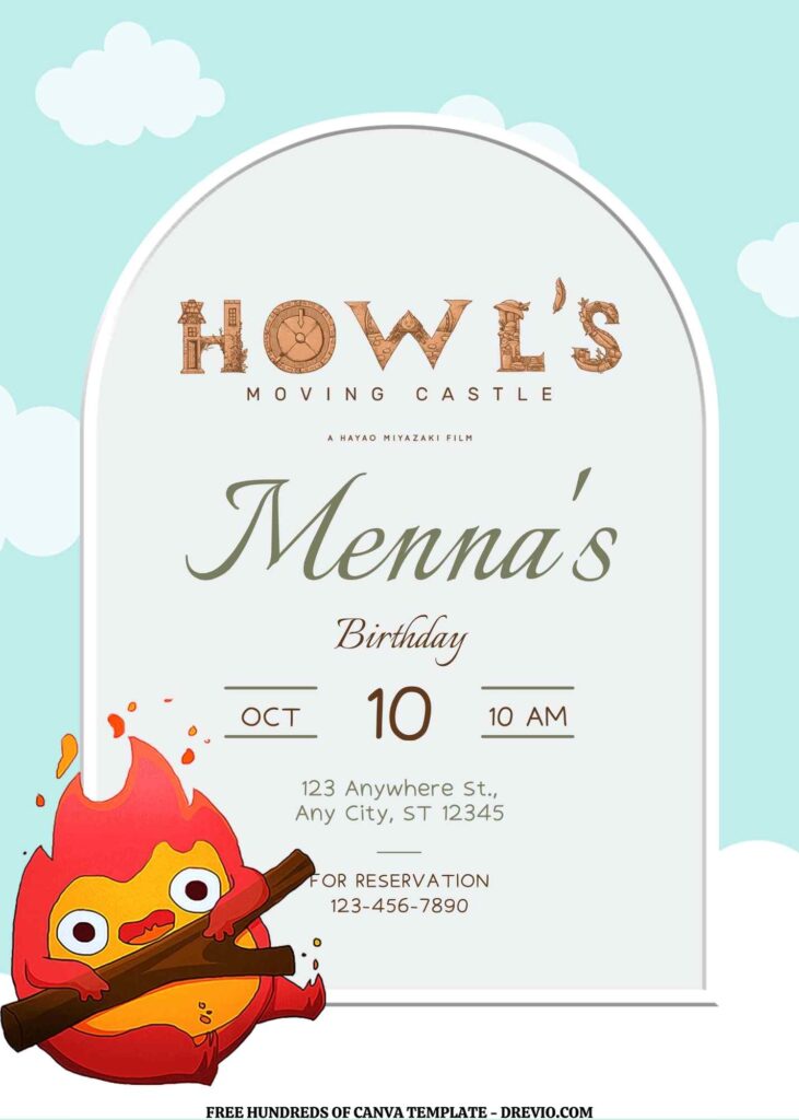 Invitation Template of FREE EDITABLE - 11 Howl's Moving Castle Canva Templates 19