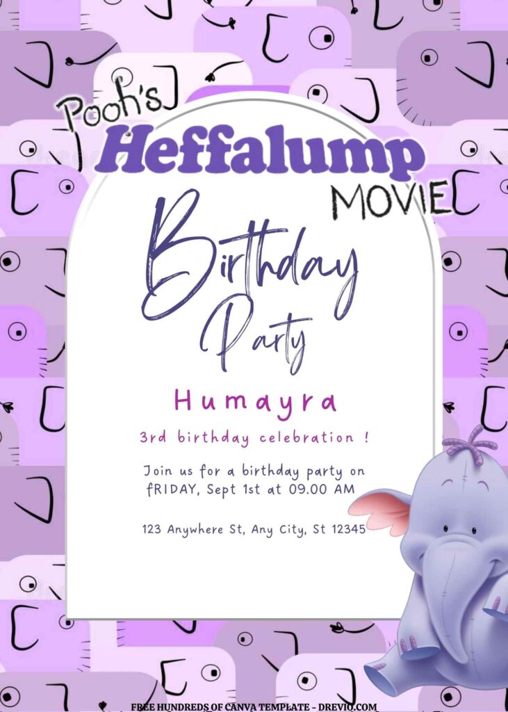 Invitation Template of FREE EDITABLE - 11 Pooh's Heffalump Canva Templates 19