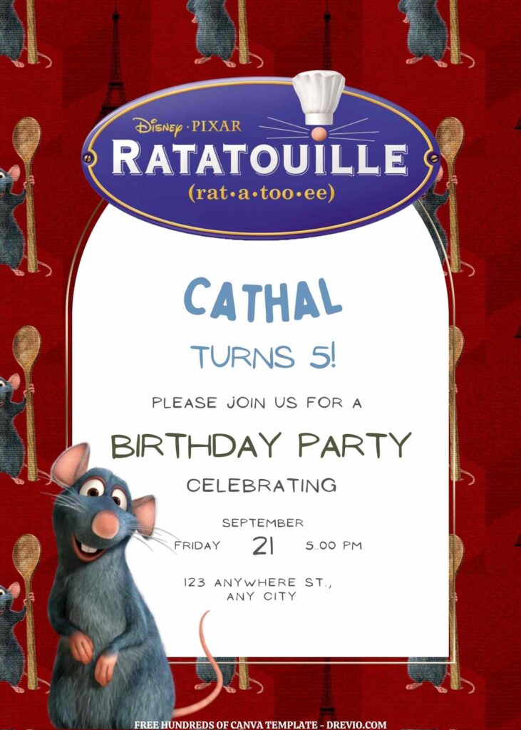 Invitation Template of FREE EDITABLE - 11 Ratatouille Canva Templates 19