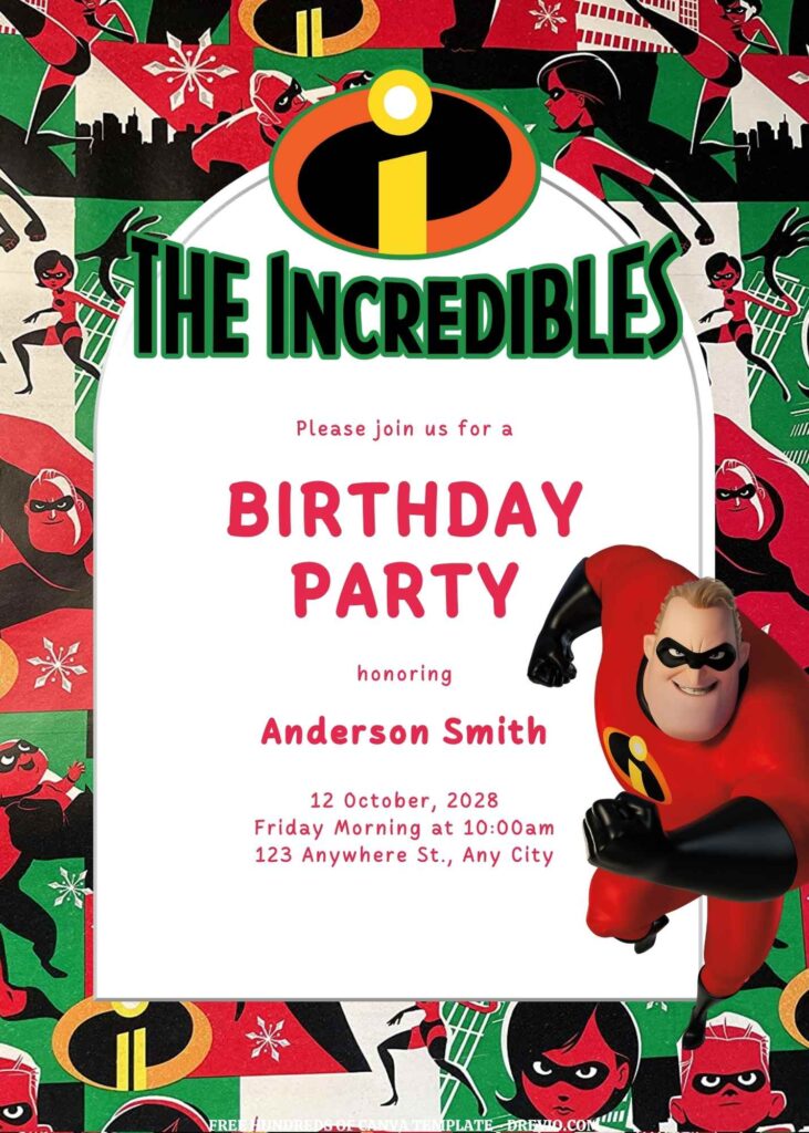 Invitation Template of FREE EDITABLE - 11 The Incredibles Canva Templates 19