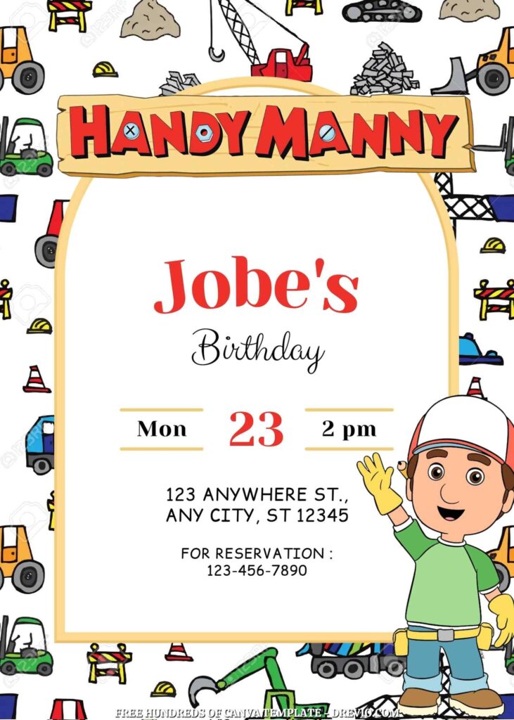 Invitation Template of FREE 20+ Handy Manny Canva Birthday Invitation Templates 2