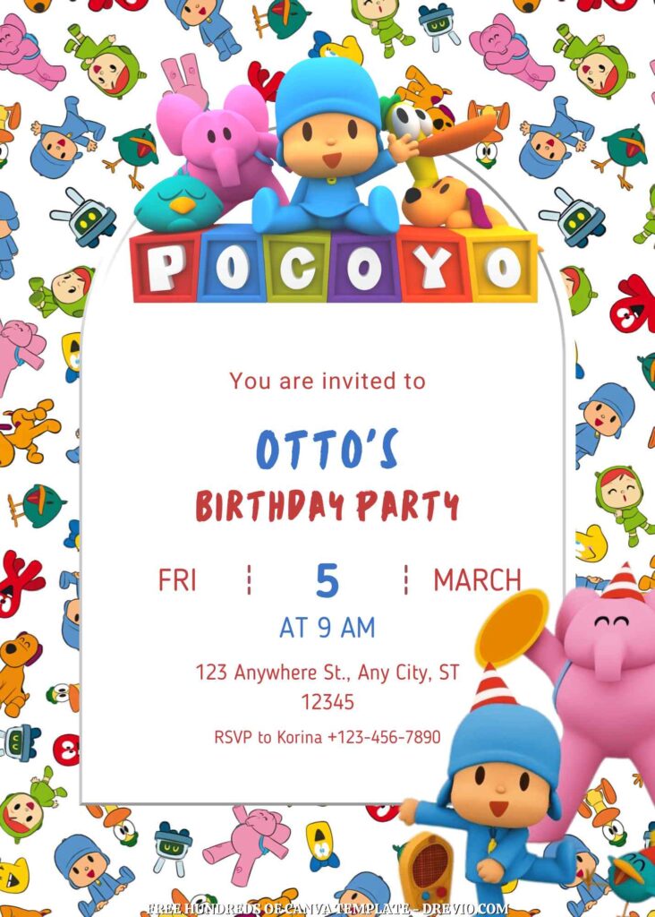 Invitation Template of FREE - 20+ Pocoyo Canva Birthday Invitation Templates 19