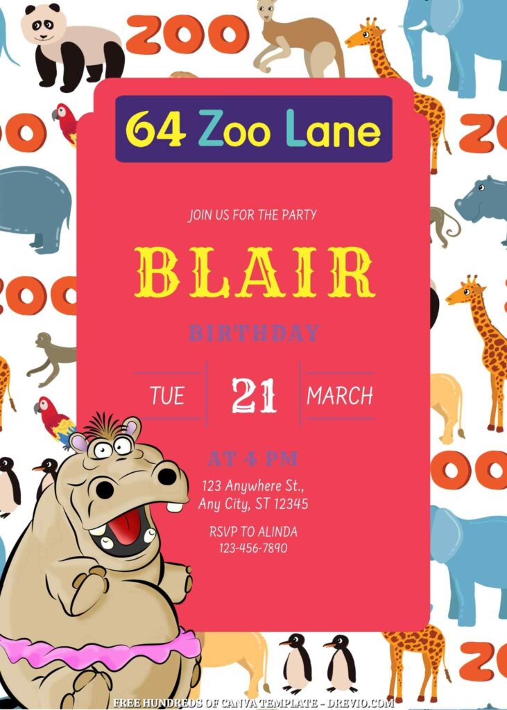 Invitation Template of FREE 22+ 64 Zoo Lane Canva Birthday Invitation Templates 19