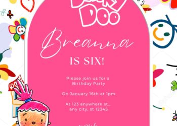 Free Customize Pinky Dinky Doo Birthday Invitations with Group in the Background