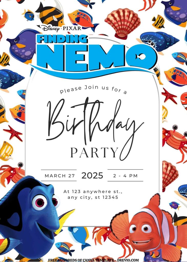 Invitation Template of FREE EDITABLE - 20 Finding Nemo Canva Templates 19