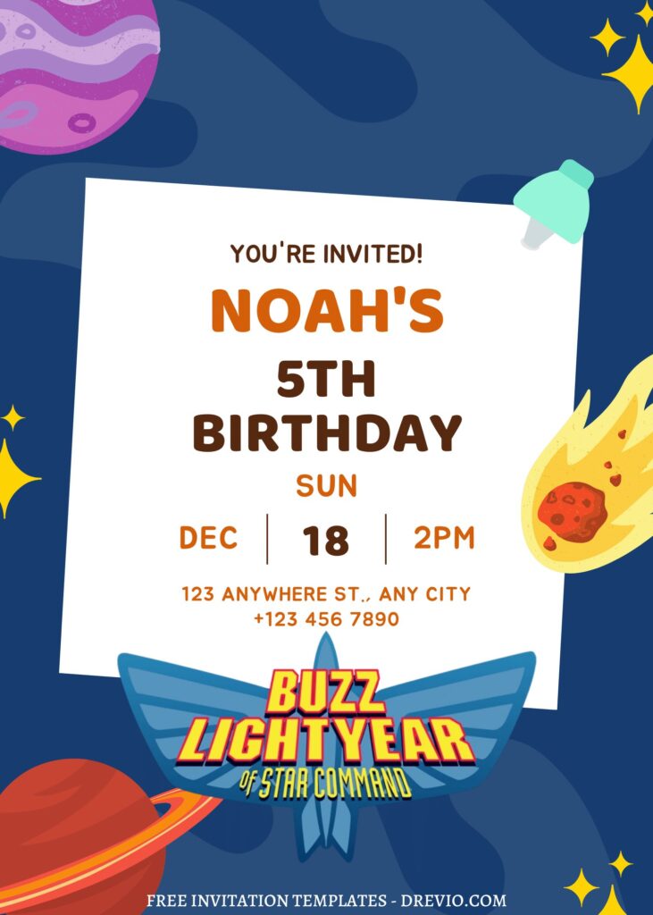 Invitation Template of FREE EDITABLE - 8+ Buzz Lightyear Canva Birthday Invitation Templates 7