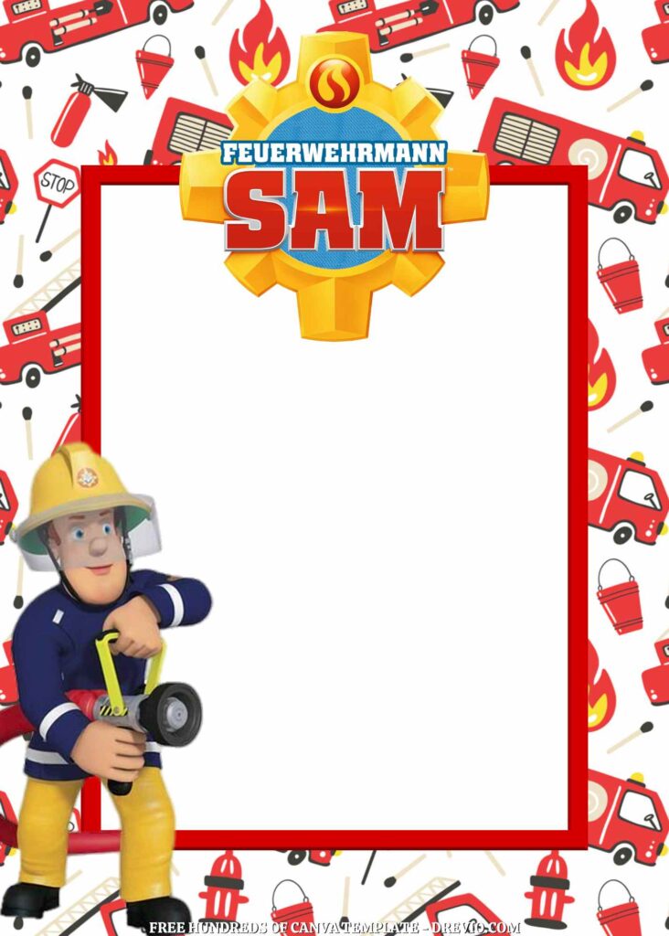 Invitation Template of FREE - 16+ Fireman Sam Canva Birthday Invitation Templates 2