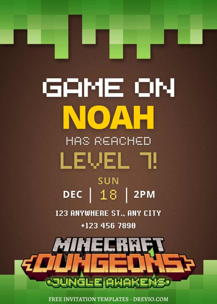 FREE EDITABLE - 11+ Awesome Minecraft Canva Birthday Invitation Templates with 