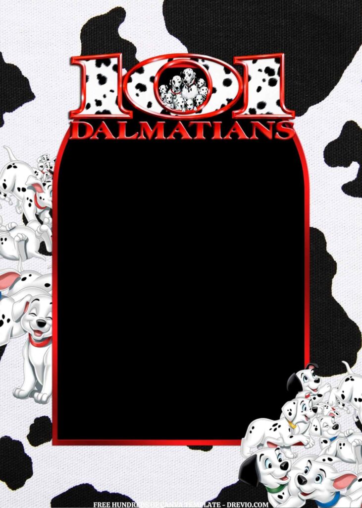 Invitation Template of FREE EDITABLE - 16 101 Dalmatians Canva Templates 2