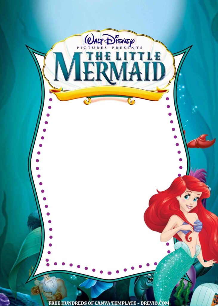 Invitation Template of 16+ The Little Mermaid Canva Birthday Invitation Templates 1