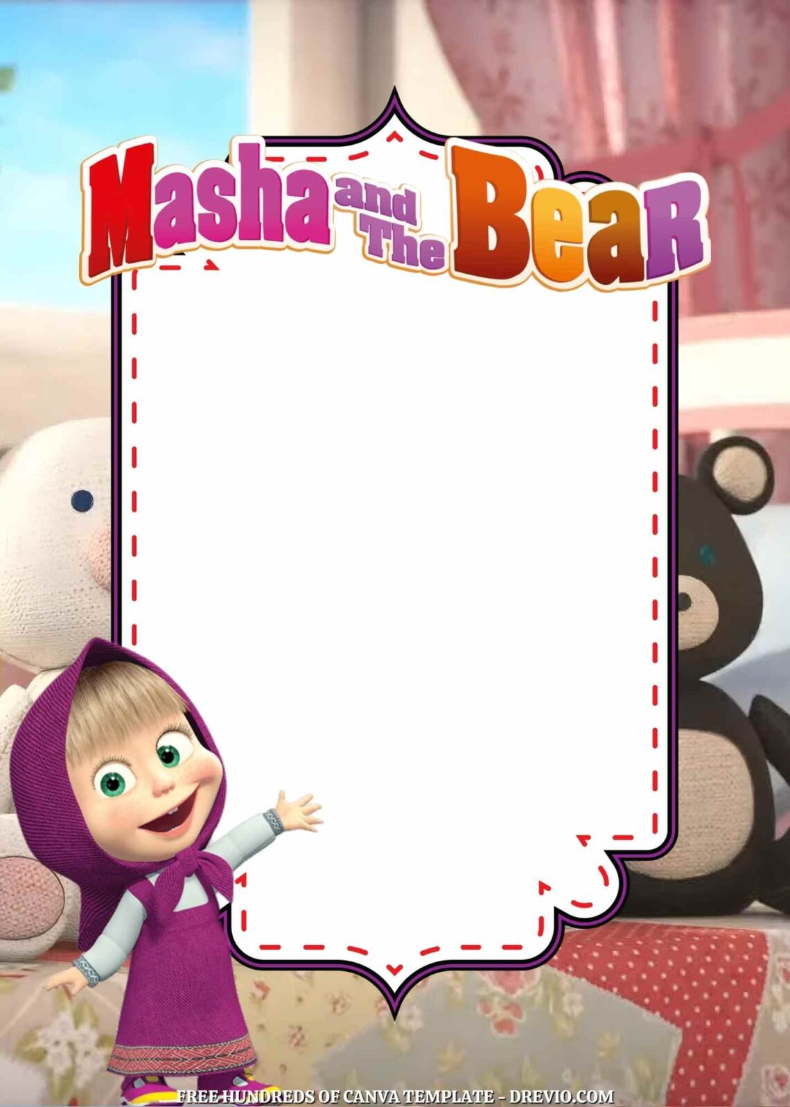 14+ Masha and The Bear Canva Birthday Invitation Templates Download