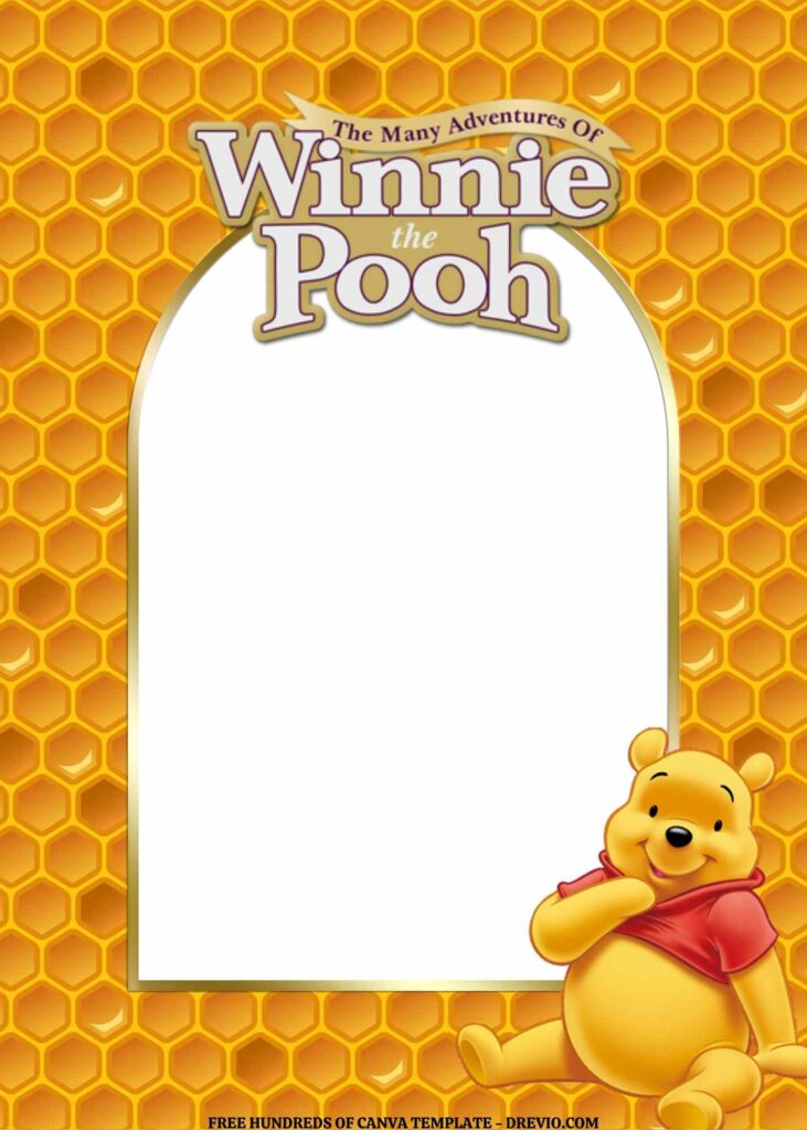 Invitation Template of FREE EDITABLE -  18 Winnie the Pooh Canva Templates 2