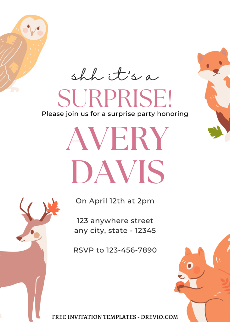 8+ Fun Animal Themed Canva Birthday Invitation Templates with deer