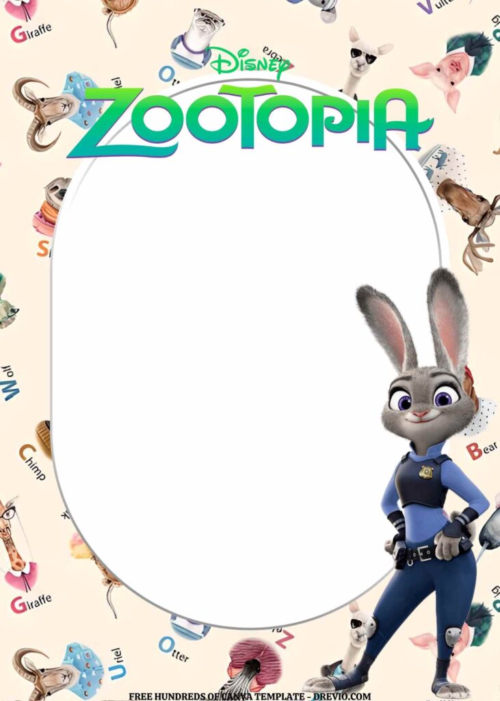 Invitation Template of FREE EDITABLE - 16 Zootopia Canva Birthday Invitation Templates 15