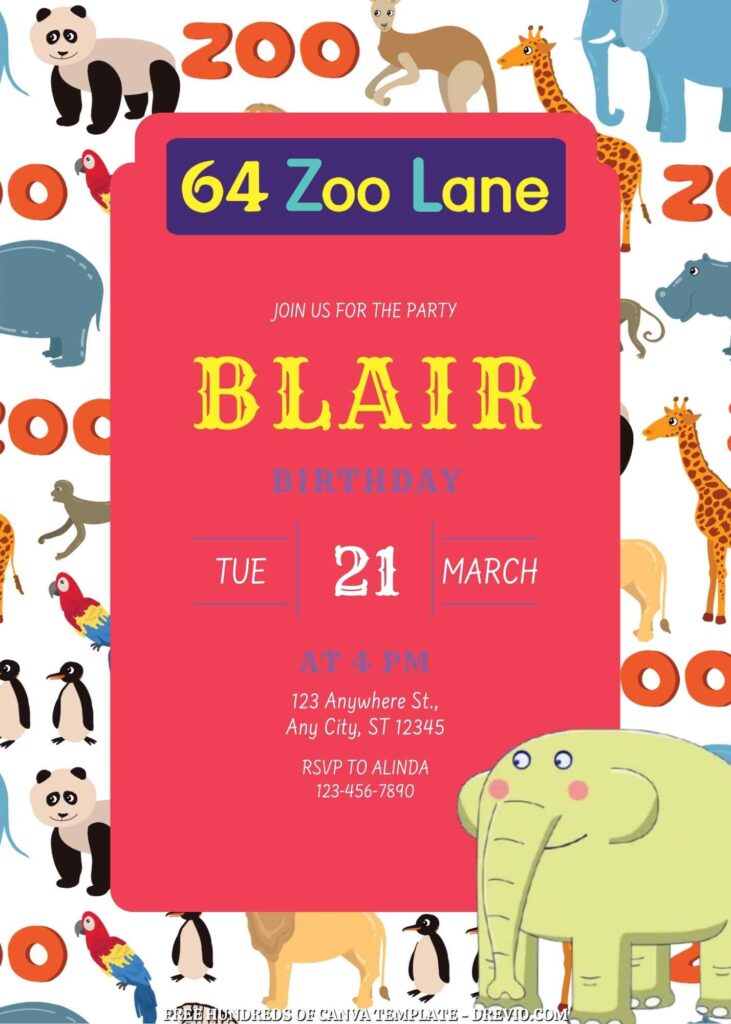 Invitation Template of FREE 22+ 64 Zoo Lane Canva Birthday Invitation Templates 21