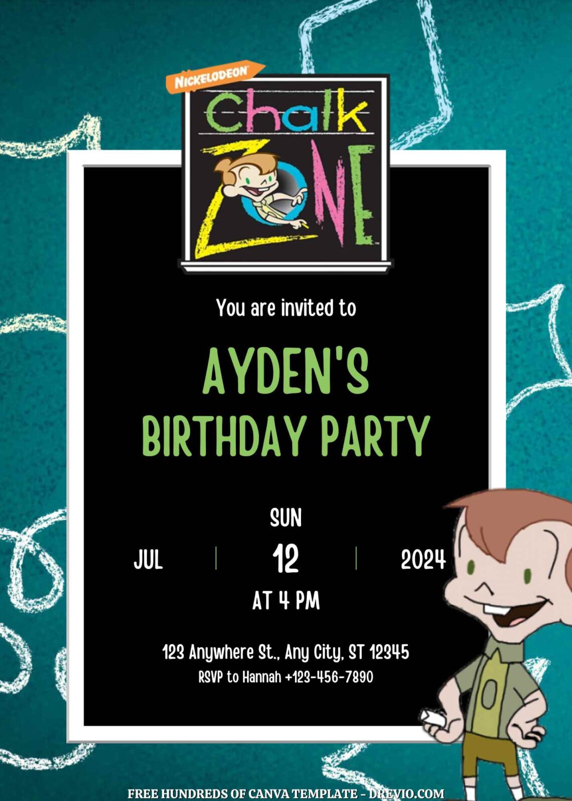 Free ChalkZone Birthday Invitation Templates with Board in the Background
