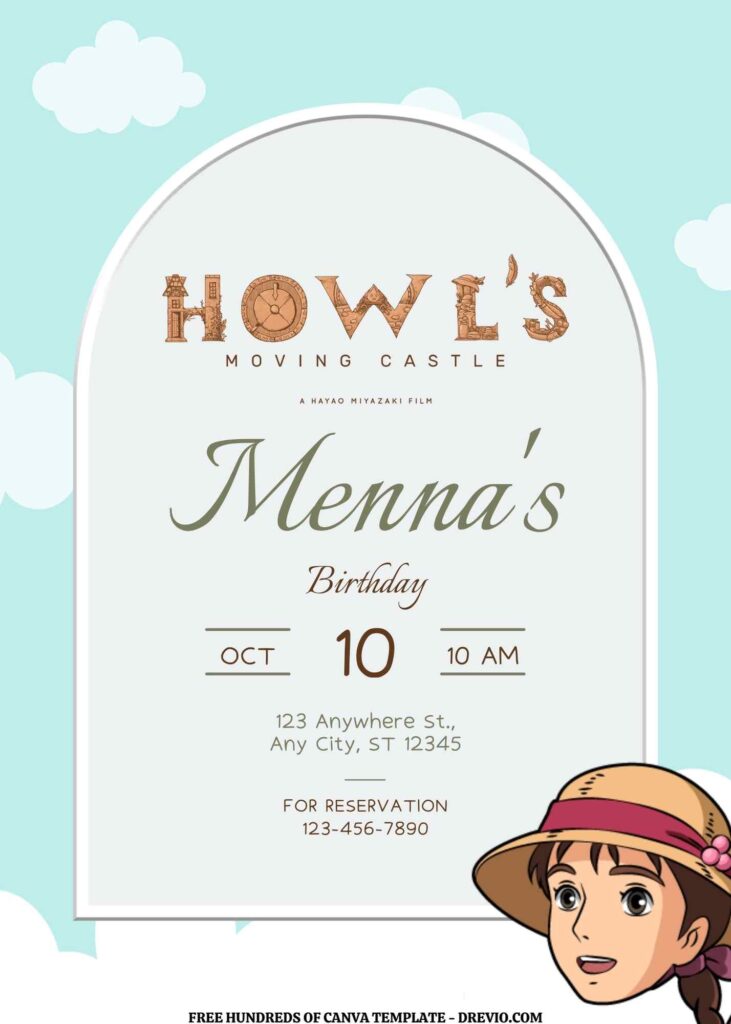 Invitation Template of FREE EDITABLE - 11 Howl's Moving Castle Canva Templates 21