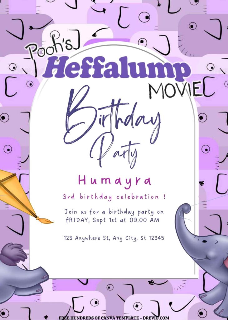 Invitation Template of FREE EDITABLE - 11 Pooh's Heffalump Canva Templates 21