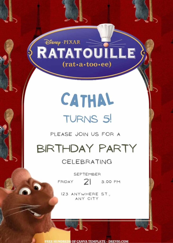 Invitation Template of FREE EDITABLE - 11 Ratatouille Canva Templates 21