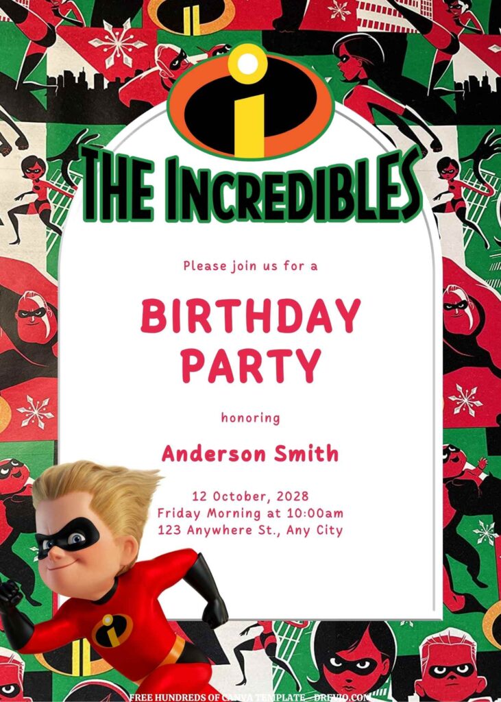 Invitation Template of FREE EDITABLE - 11 The Incredibles Canva Templates 21