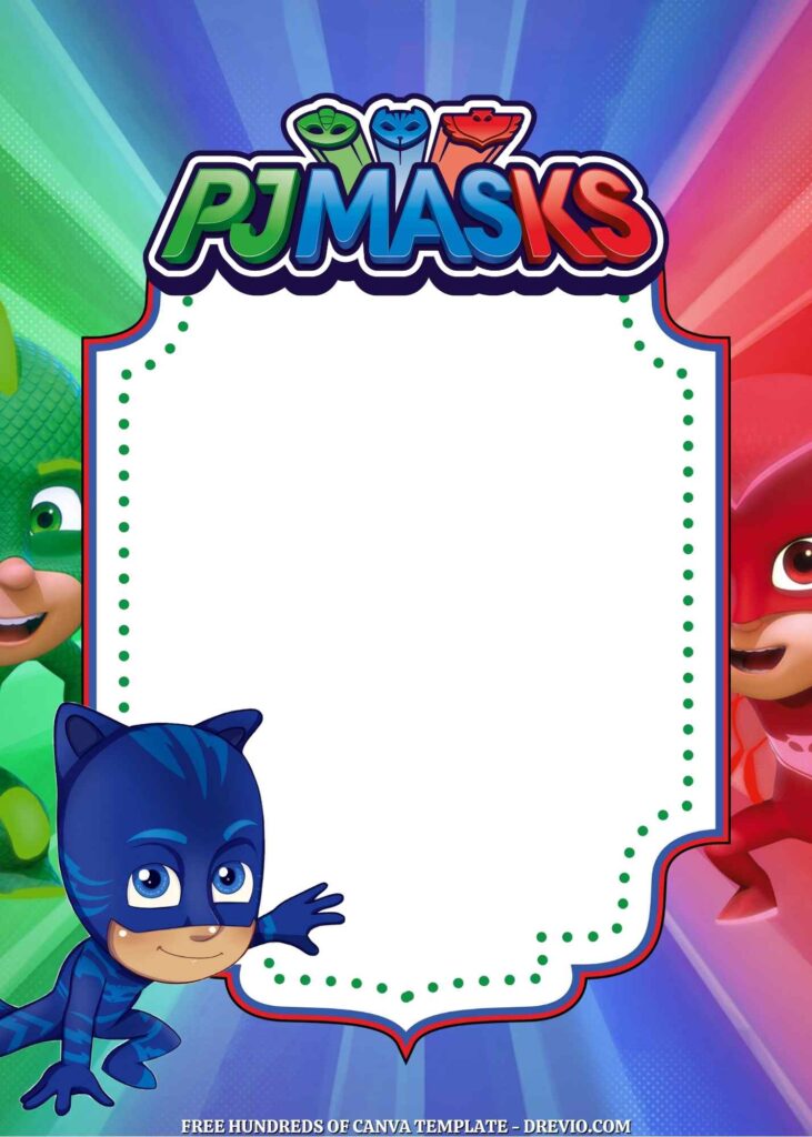 Invitation Template of 22+ PJ Masks Canva Birthday Invitation Templates 7