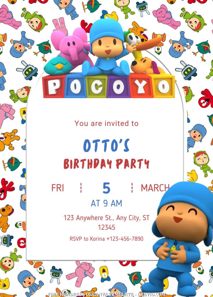 Invitation Template of FREE - 20+ Pocoyo Canva Birthday Invitation Templates 3