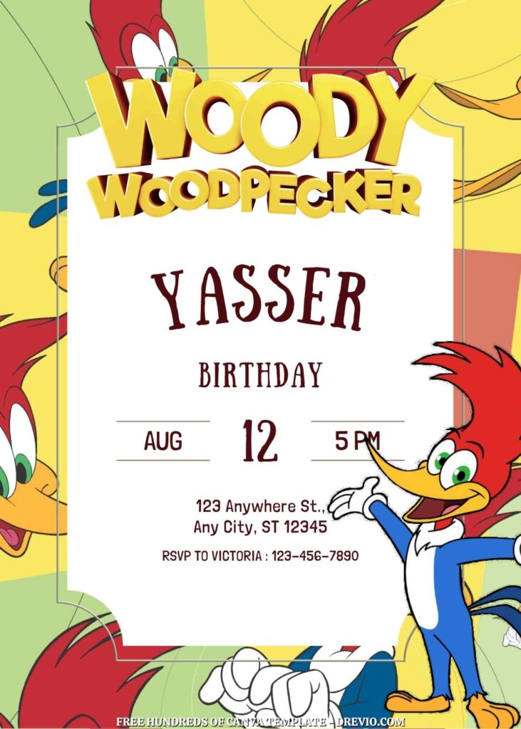 Invitation Template of FREE 20+ The Woody Woodpecker Birthday Canva Invitation Templates 3