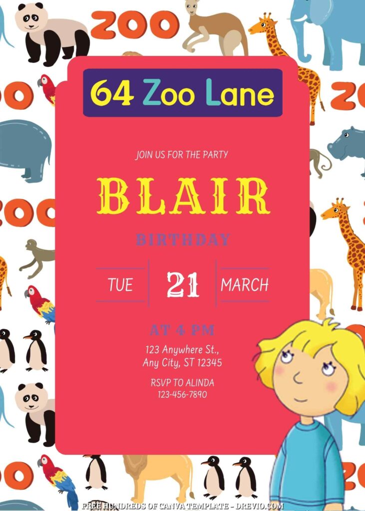 Invitation Template of FREE 22+ 64 Zoo Lane Canva Birthday Invitation Templates 3