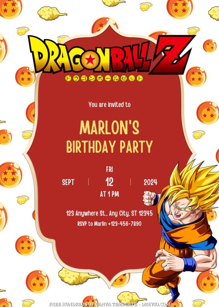 Invitation Template of FREE - 14+ Dragon Ball Canva Birthday Invitation Templates 3