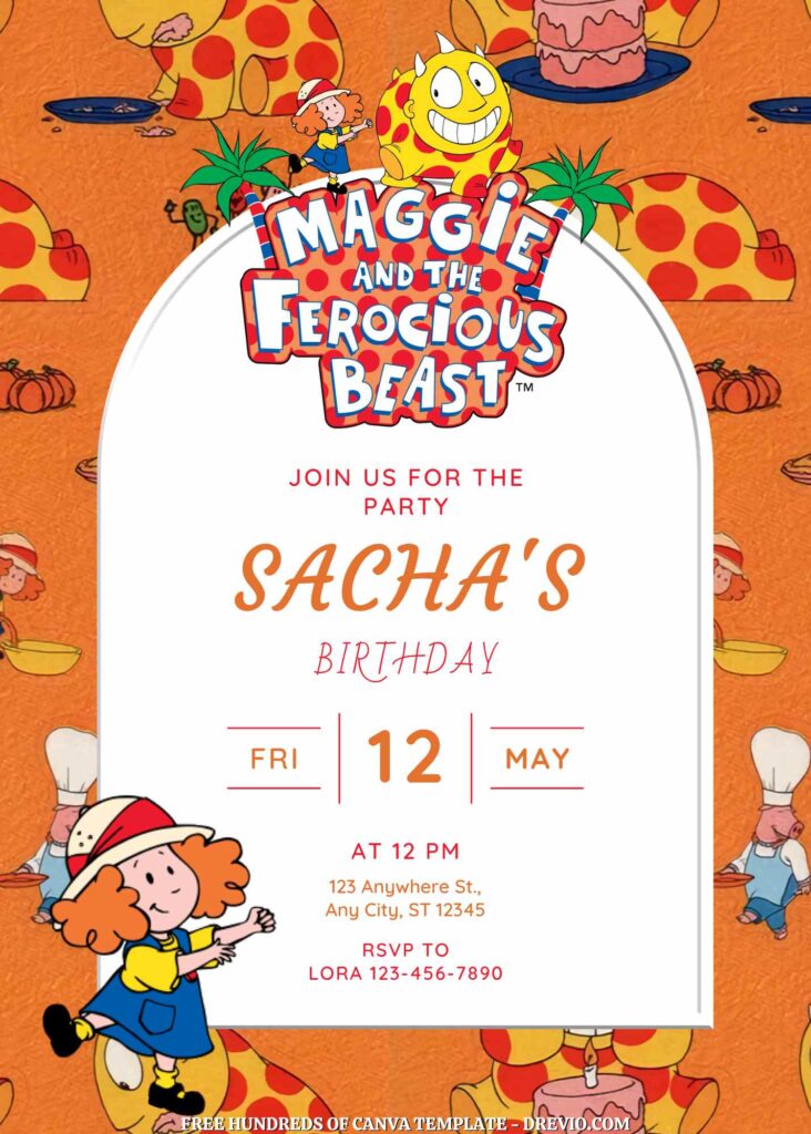 Invitation Template of FREE - 14+ Maggie and the Ferocious Beast Canva Birthday Invitation Templates 3