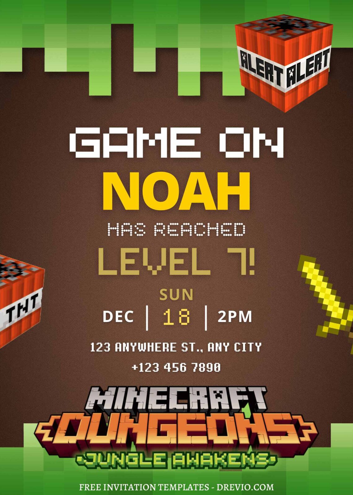FREE EDITABLE - 11+ Awesome Minecraft Canva Birthday Invitation Templates with minecraft tnt
