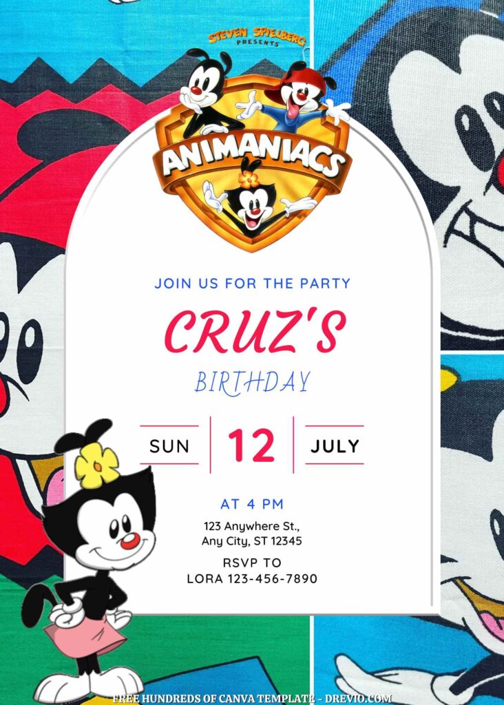 Invitation Template of FREE - 18+ Animaniacs Canva Birthday Invitation Templates 3