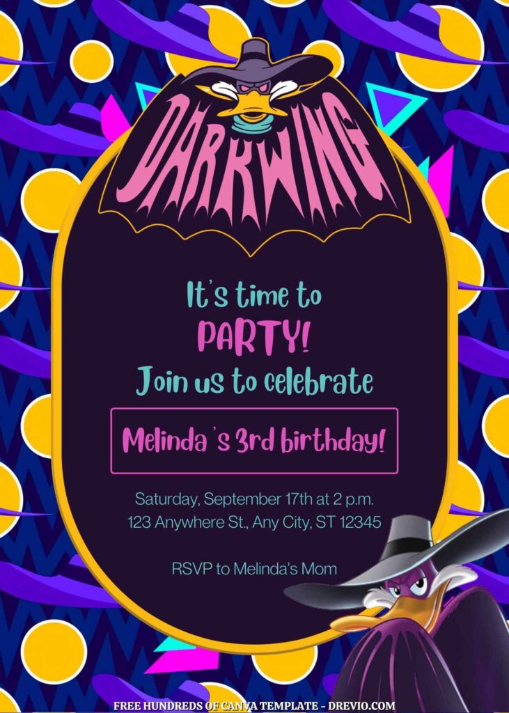 Invitation Template of FREE - 18+ Darkwing Duck Canva Birthday Invitation Templates 3