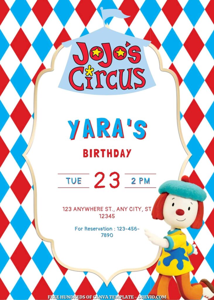 Invitation Template of FREE - 18+ JoJo's Circus Canva Birthday Invitation Templates 3