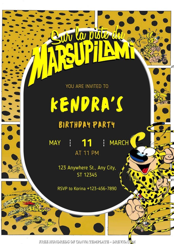 Invitation Template of 22+ Marsupilami Canva Birthday Invitation Templates 2