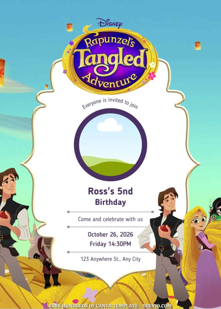 Free Rapunzel's Tangled Adventure Birthday Invitations
