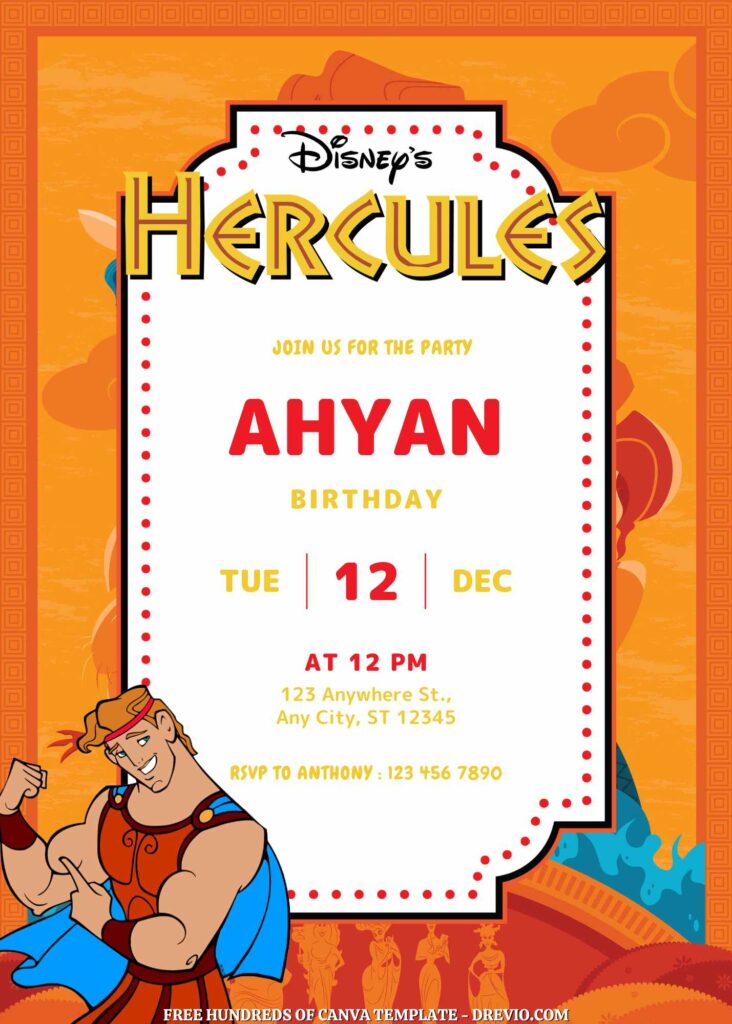 Free Hercules Birthday Invitations