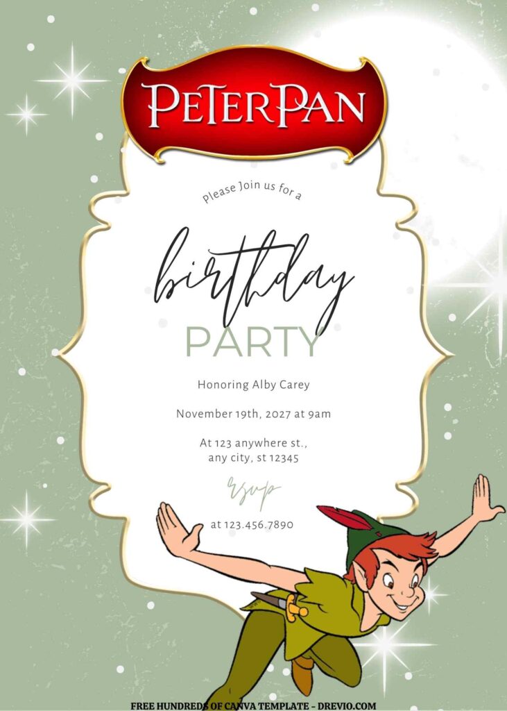 Invitation Template of FREE EDITABLE - 16 Peter Pan Canva Templates 3