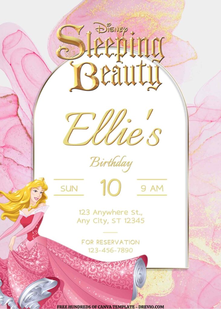 Invitation Template of FREE EDITABLE - 16 Sleeping Beauty Canva Templates 3