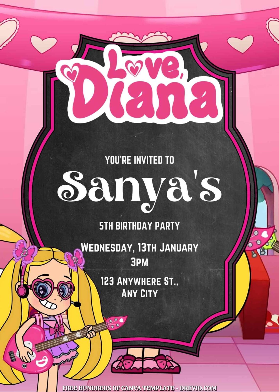 Free Kids Diana Show Birthday Invitations