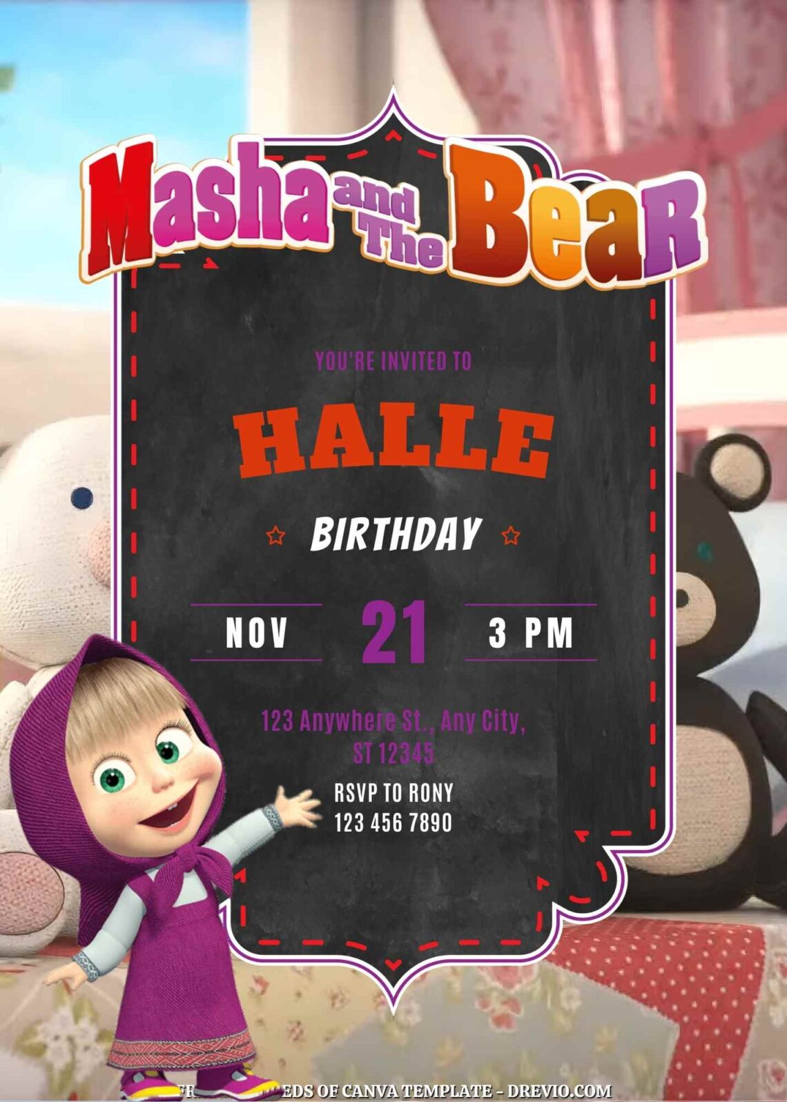 Free Masha and the Bear Birthday Invitations