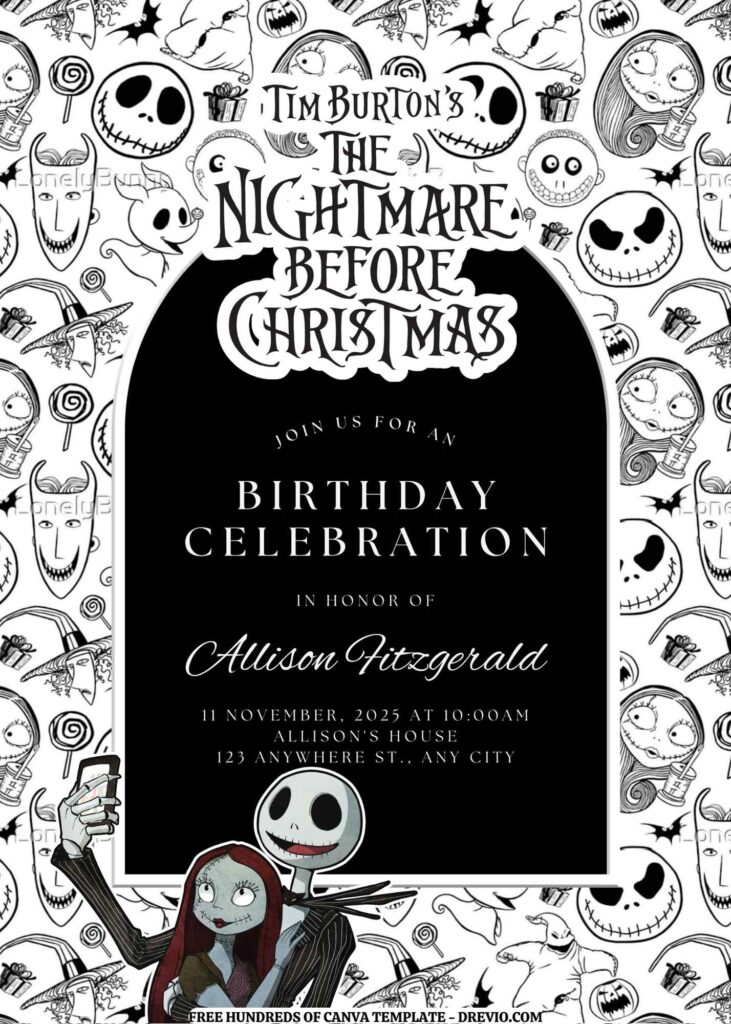 Invitation Template of FREE EDITABLE -  18 The Nightmare Before Christmas Canva Templates 3