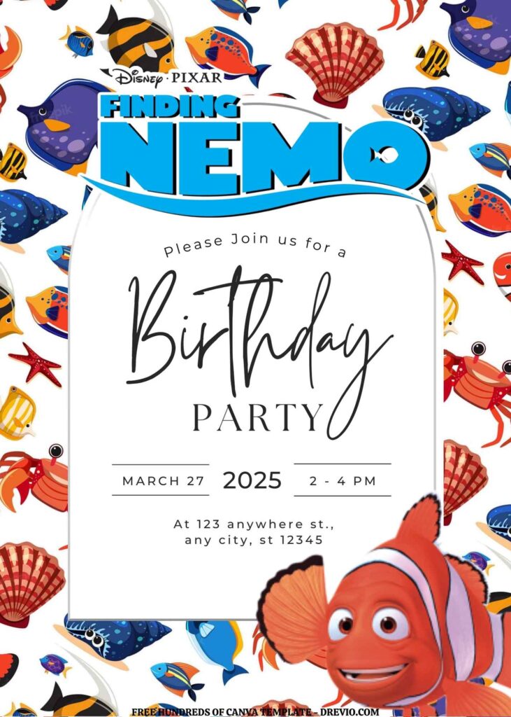 Invitation Template of FREE EDITABLE - 20 Finding Nemo Canva Templates 3