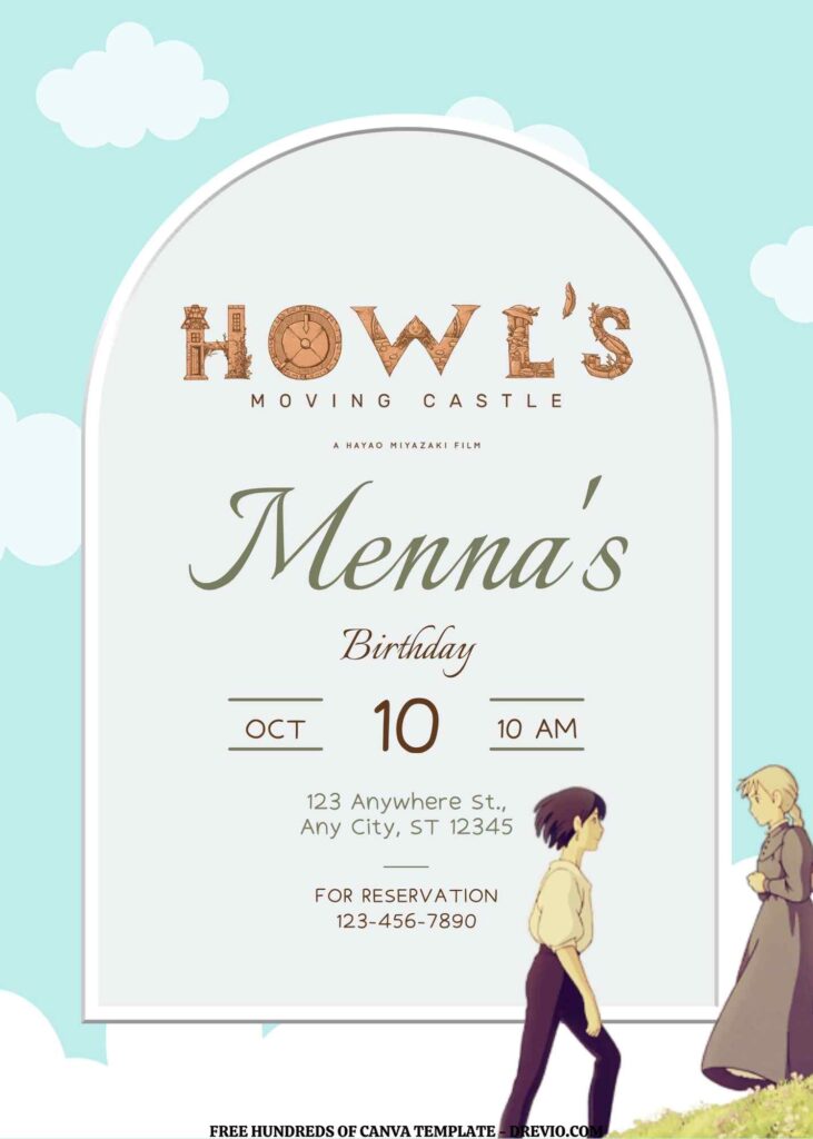 Invitation Template of FREE EDITABLE - 11 Howl's Moving Castle Canva Templates 3