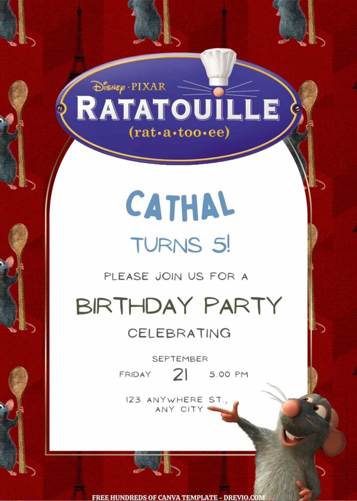 Invitation Template of FREE EDITABLE - 11 Ratatouille Canva Templates 3