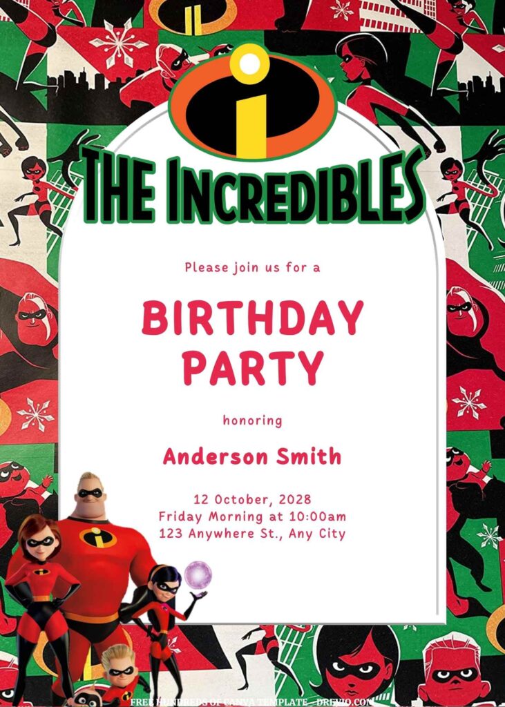 Invitation Template of FREE EDITABLE - 11 The Incredibles Canva Templates 3